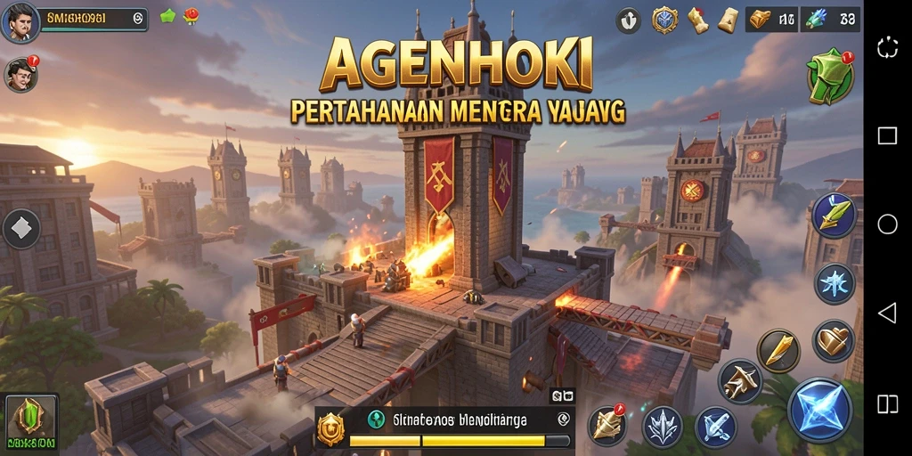 Screenshot AGENHOKI menampilkan momen seru dalam gameplay Tower Defense.