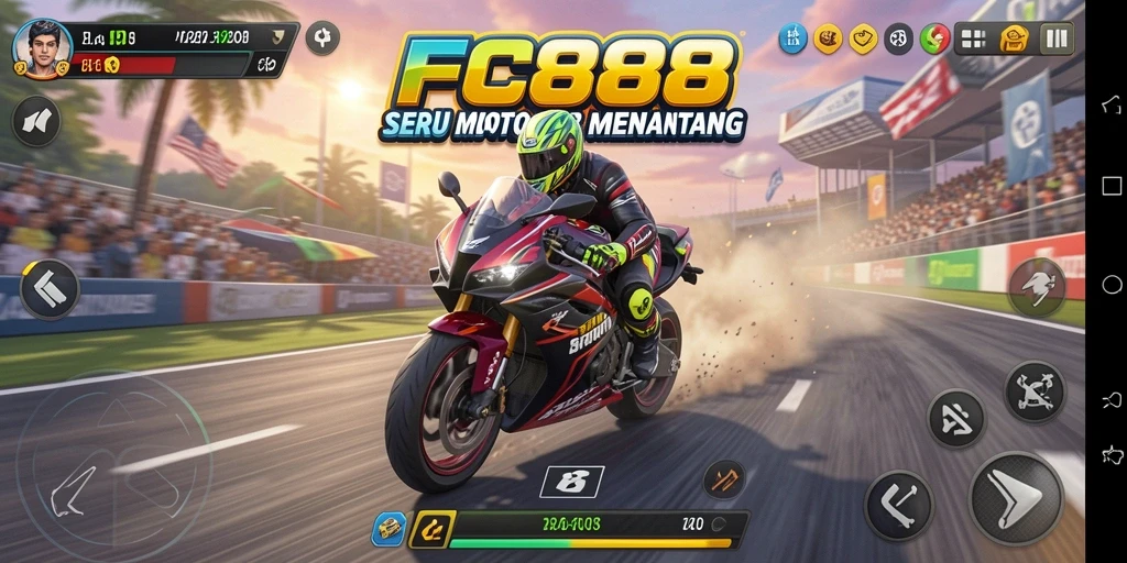 Tampilan screenshot FC888 menampilkan aksi balapan yang mendebarkan.
