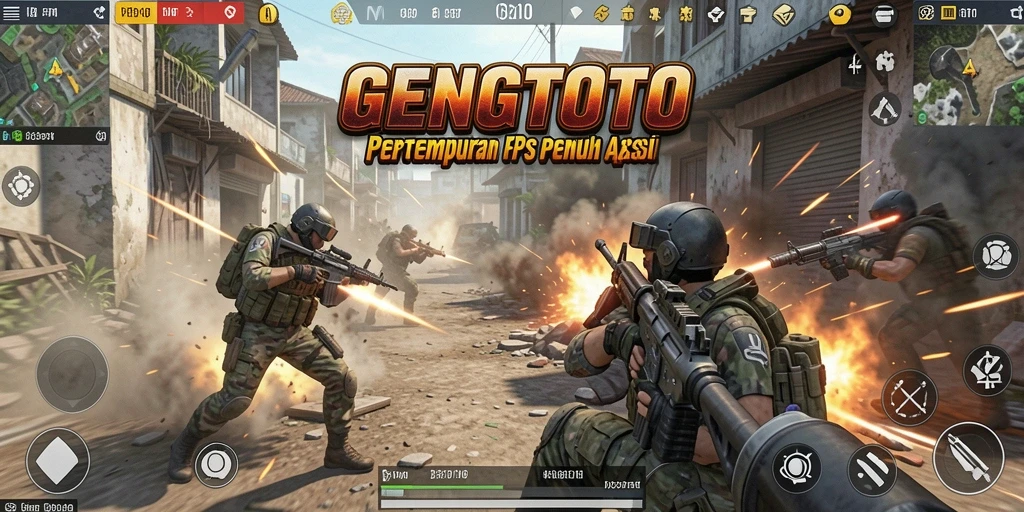 Gameplay GENGTOTO yang penuh aksi dalam mode FPS.