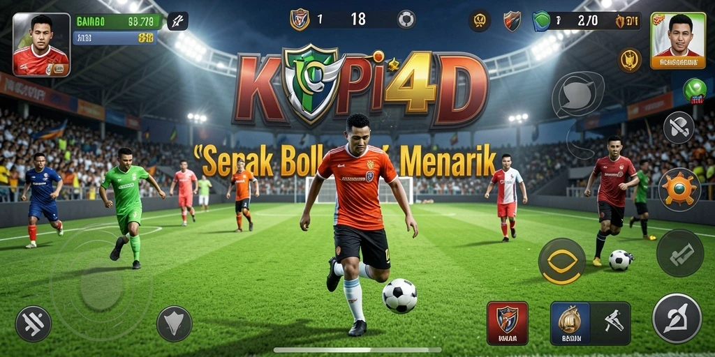 Tampilan gameplay KOPI4D dengan aksi sepak bola yang mendebarkan.