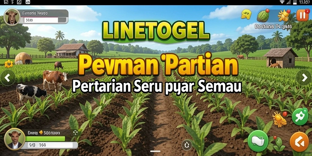 Tampilan gameplay <strong>LINETOGEL</strong> menggambarkan kebun yang subur dan berwarna-warni.
