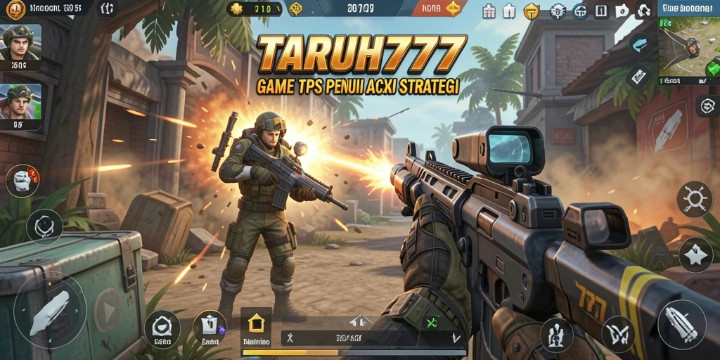 Tampilan aksi seru dalam TARUH777 dengan gameplay TPS yang menarik.