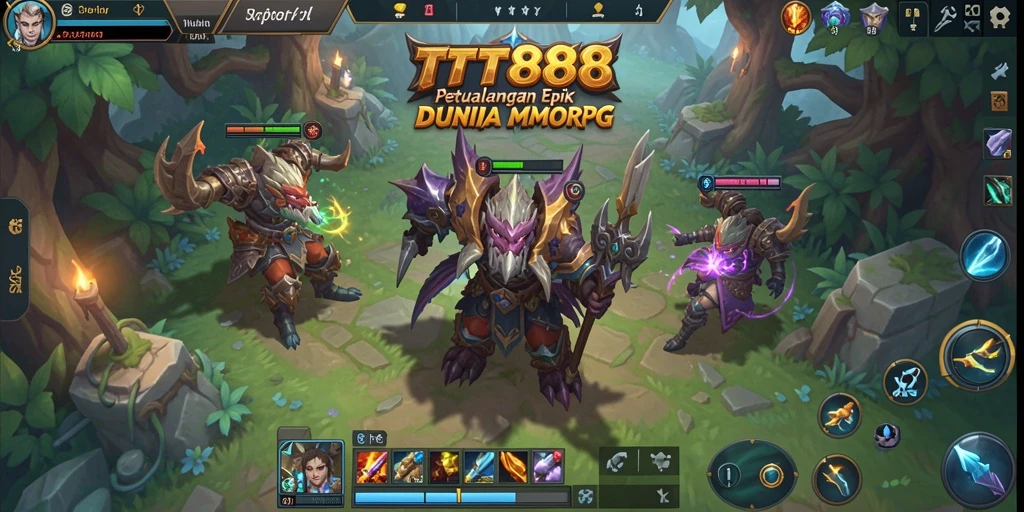 Screenshot utama TTT888 menampilkan aksi seru dalam pertempuran MMORPG.