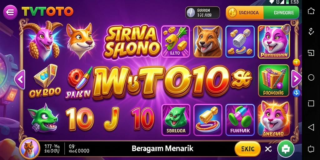 Tampilan gameplay TVTOTO yang menarik dengan berbagai tema slot.
