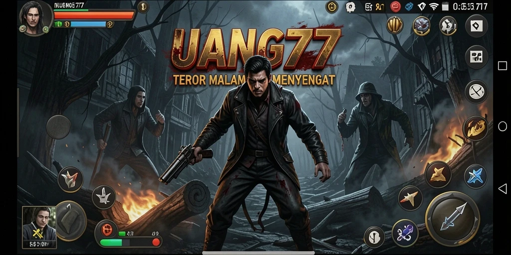 Tangkapan layar menampilkan aksi mencekam dalam UANG77.