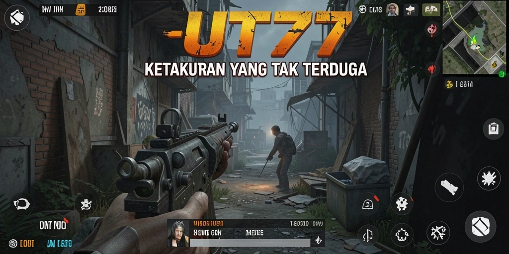 Screenshot gameplay UT77 yang menampilkan suasana menyeramkan dan mencekam.